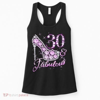 Fabulous & 30 Sparkly Shiny Heel 30th Birthday Women's Tank Top