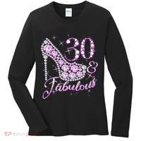 Fabulous & 30 Sparkly Shiny Heel 30th Birthday Women's Long Sleeve Shirt thumb 0