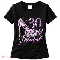 Fabulous & 30 Sparkly Shiny Heel 30th Birthday Women's T-Shirt thumb 0