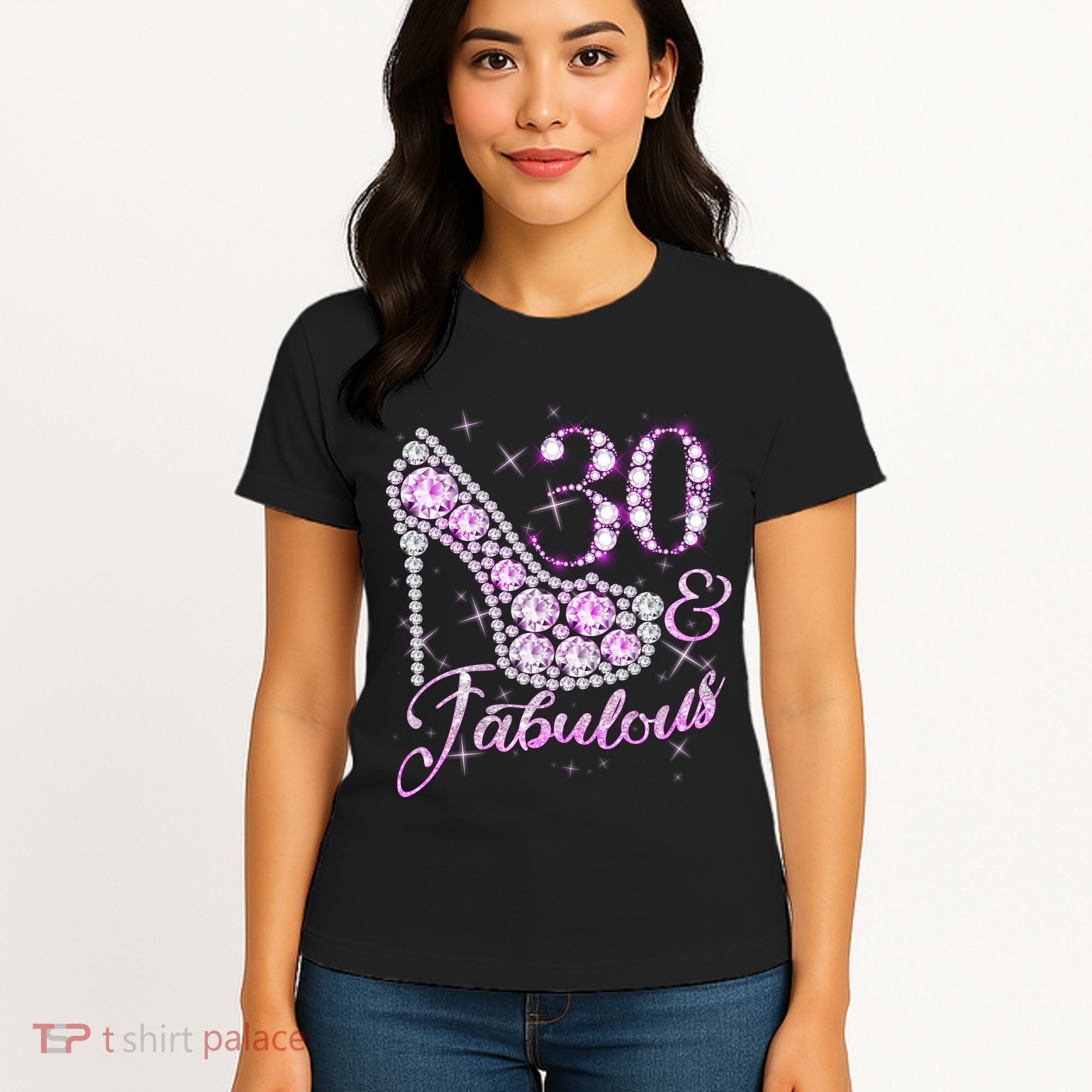 Fabulous & 30 Sparkly Shiny Heel 30th Birthday Women's T-Shirt