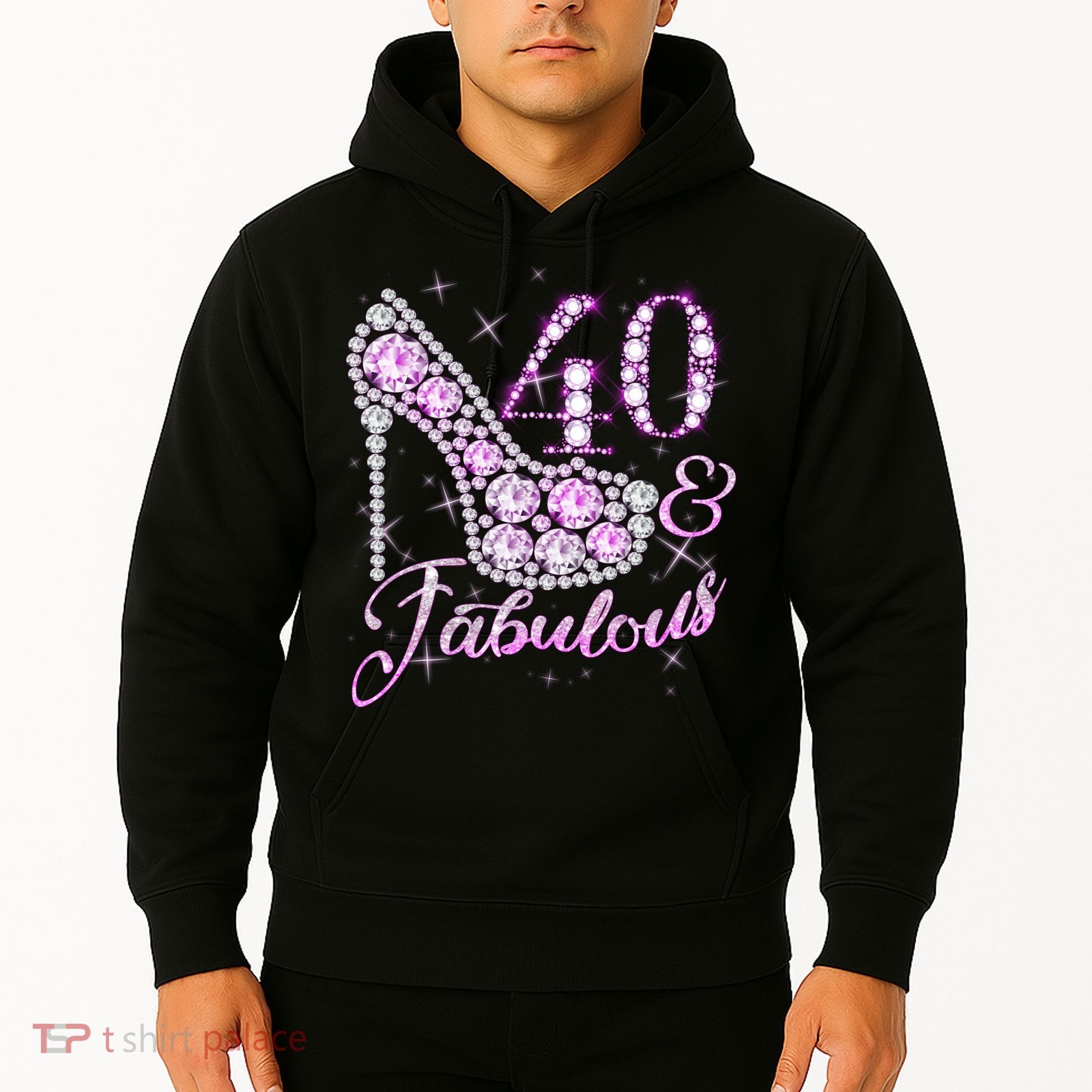 Fabulous & 40 Sparkly Shiny Heel 40th Birthday Hoodie