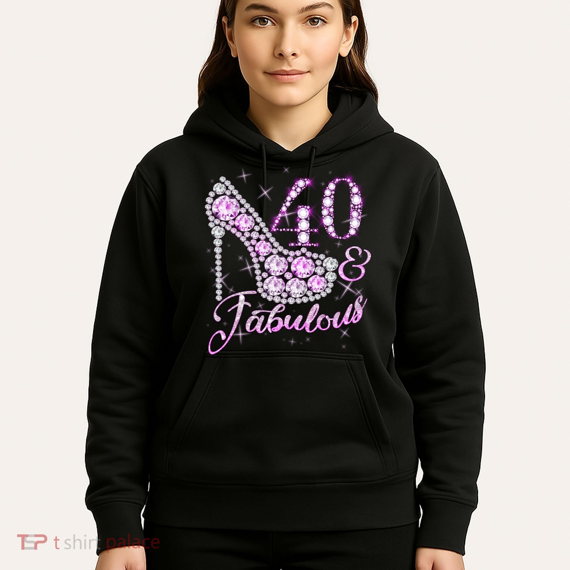 Fabulous & 40 Sparkly Shiny Heel 40th Birthday Hoodie