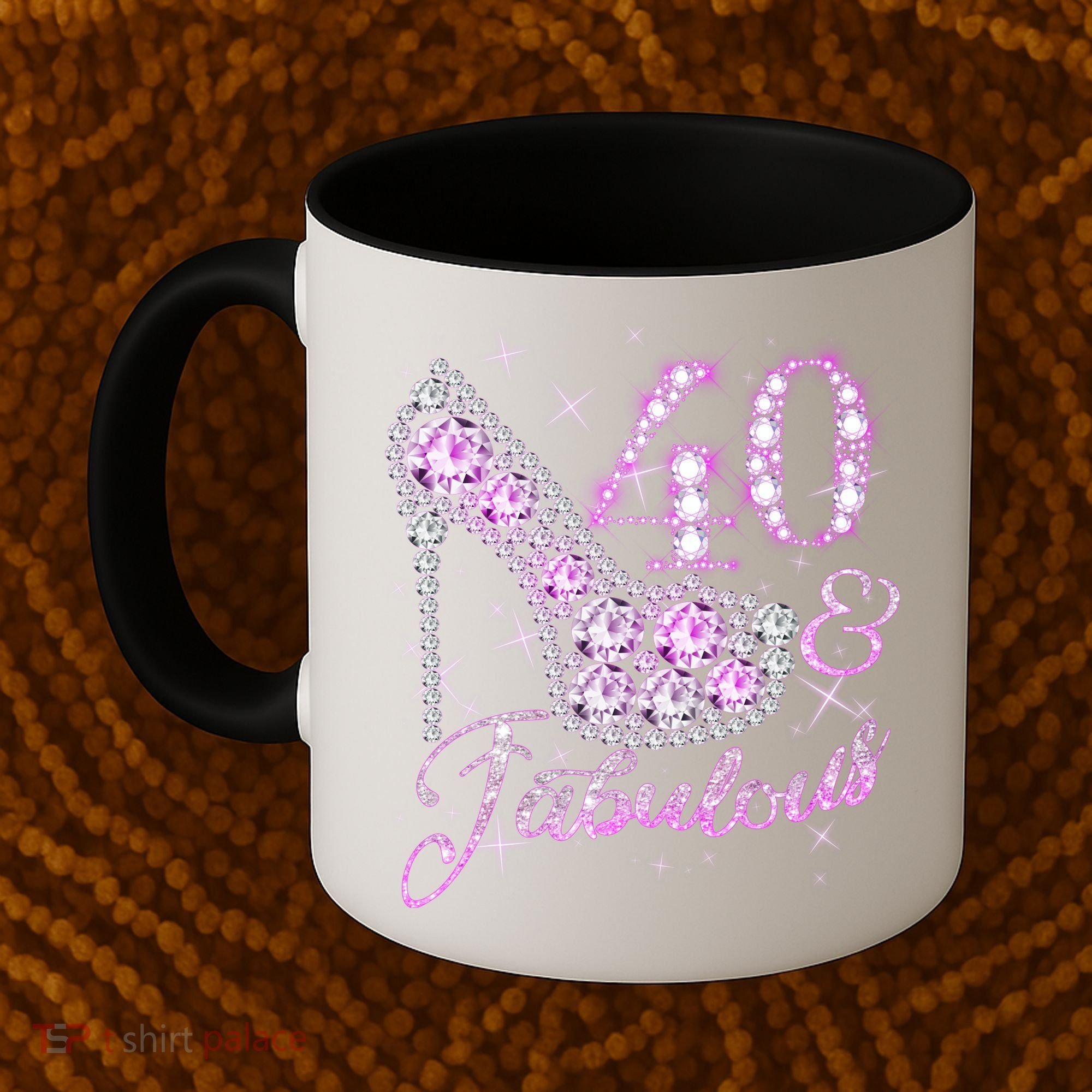Fabulous & 40 Sparkly Shiny Heel 40th Birthday Coffee Mug