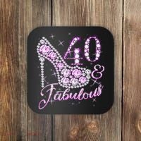 Fabulous & 40 Sparkly Shiny Heel 40th Birthday Coaster thumb 0