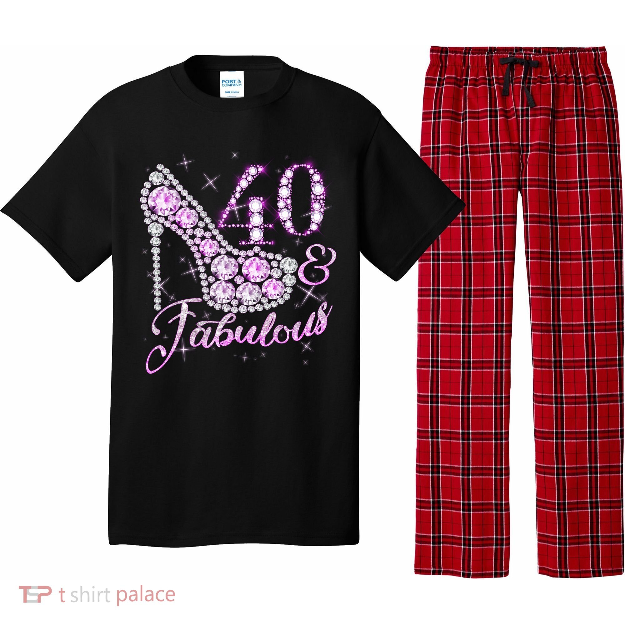 Fabulous & 40 Sparkly Shiny Heel 40th Birthday Pajama Set
