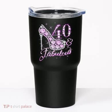 Fabulous & 40 Sparkly Shiny Heel 40th Birthday Tumbler