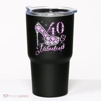 Fabulous & 40 Sparkly Shiny Heel 40th Birthday Tumbler thumb 0