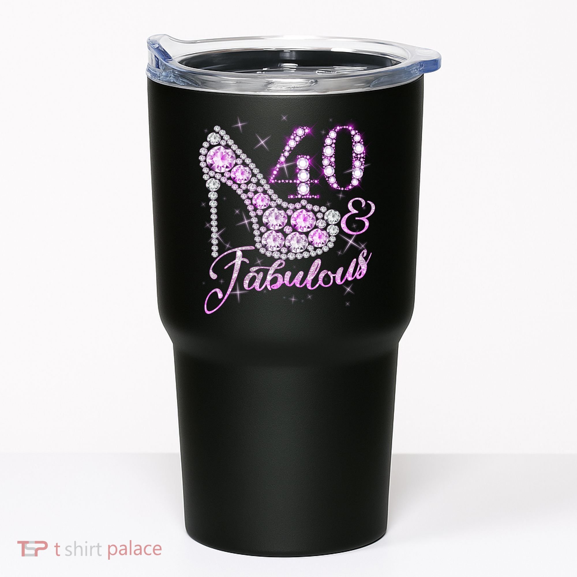 Fabulous & 40 Sparkly Shiny Heel 40th Birthday Tumbler