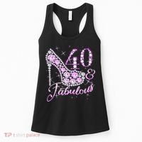 Fabulous & 40 Sparkly Shiny Heel 40th Birthday Women's Tank Top thumb 0