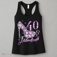 Fabulous & 40 Sparkly Shiny Heel 40th Birthday Women's Tank Top thumb 3