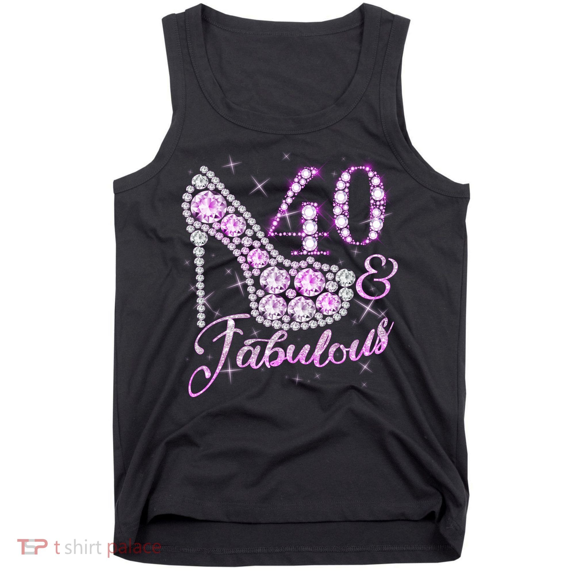 Fabulous & 40 Sparkly Shiny Heel 40th Birthday Tank Top