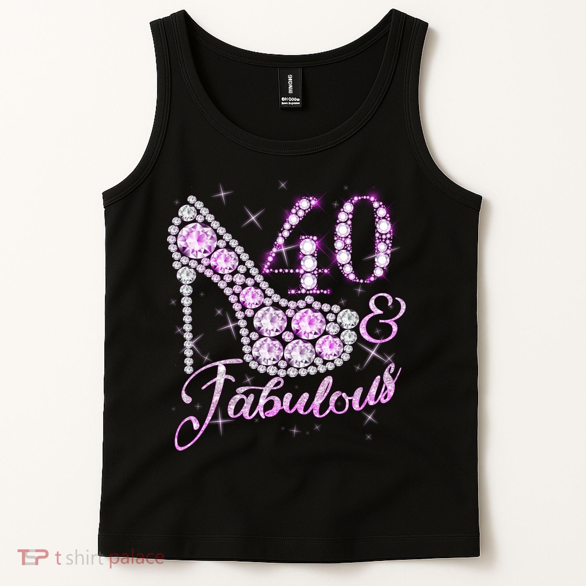 Fabulous & 40 Sparkly Shiny Heel 40th Birthday Tank Top