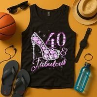 Fabulous & 40 Sparkly Shiny Heel 40th Birthday Tank Top thumb 4