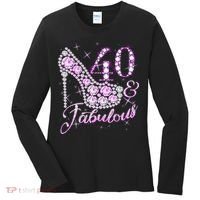 Fabulous & 40 Sparkly Shiny Heel 40th Birthday Women's Long Sleeve Shirt thumb 0
