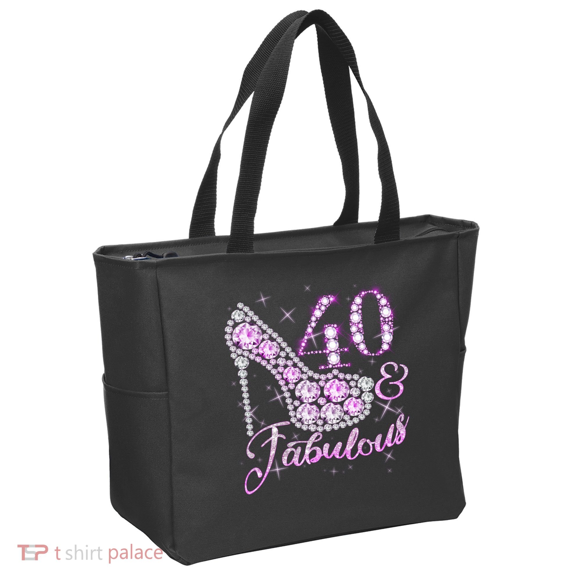 Fabulous & 40 Sparkly Shiny Heel 40th Birthday Tote Bag