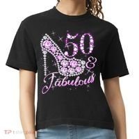 Fabulous & 50 Sparkly Shiny Heel 50th Birthday Comfort Colors Boxy T-Shirt thumb 0