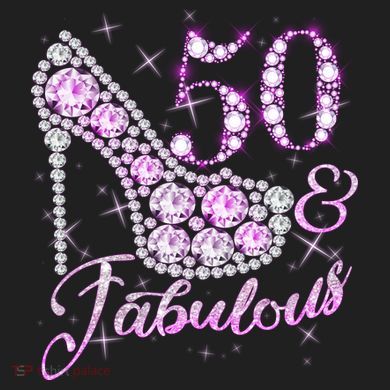 Fabulous & 50 Sparkly Shiny Heel 50th Birthday Comfort Colors Boxy T-Shirt