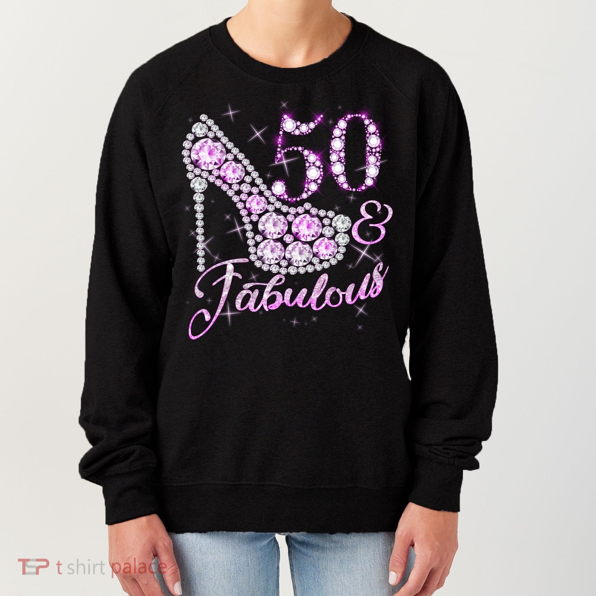 Fabulous & 50 Sparkly Shiny Heel 50th Birthday Women's Sweatshirt