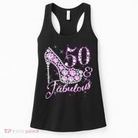Fabulous & 50 Sparkly Shiny Heel 50th Birthday Women's Tank Top thumb 0
