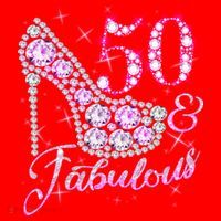 Fabulous & 50 Sparkly Shiny Heel 50th Birthday Santa Hat thumb 1