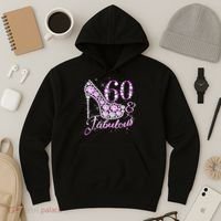 Fabulous & 60 Sparkly Shiny Heel 60th Birthday Hoodie thumb 3