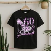 Fabulous & 60 Sparkly Shiny Heel 60th Birthday T-Shirt thumb 2