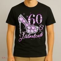 Fabulous & 60 Sparkly Shiny Heel 60th Birthday T-Shirt thumb 3