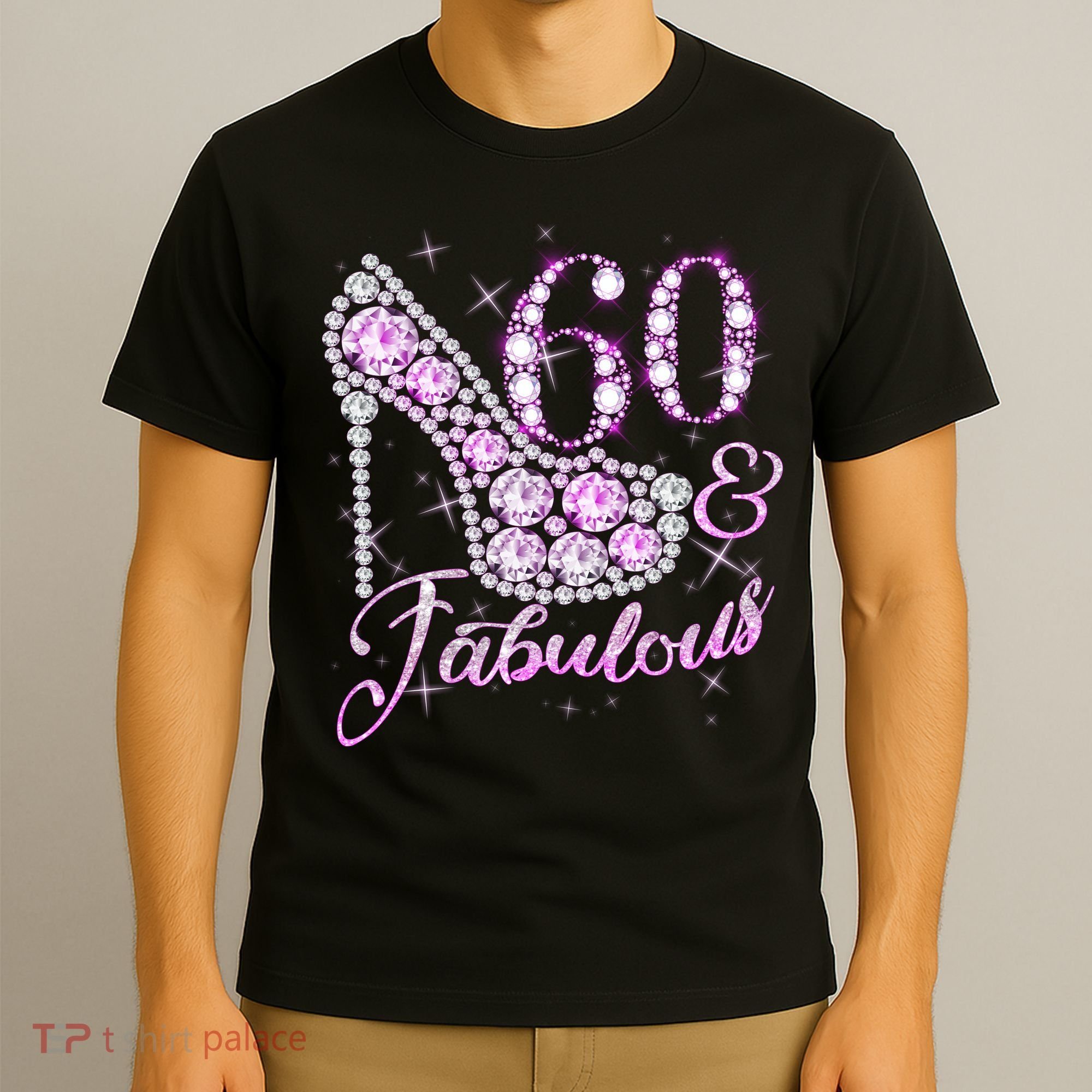 Fabulous & 60 Sparkly Shiny Heel 60th Birthday T-Shirt