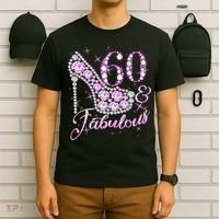 Fabulous & 60 Sparkly Shiny Heel 60th Birthday T-Shirt thumb 6