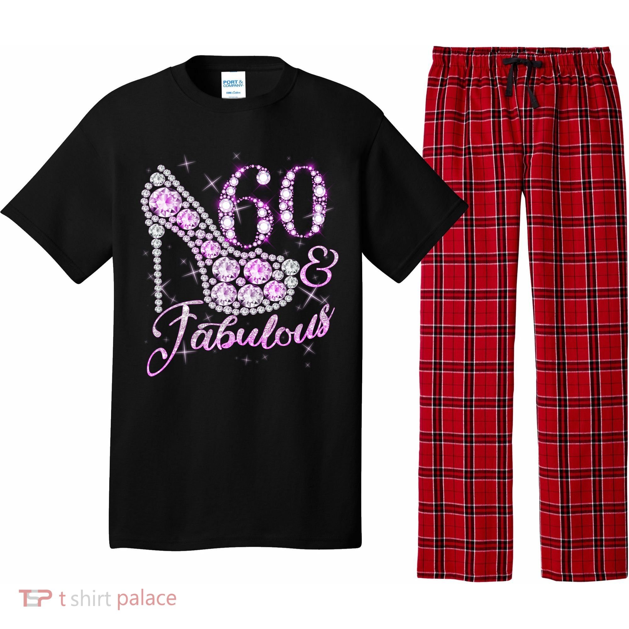 Fabulous & 60 Sparkly Shiny Heel 60th Birthday Pajama Set