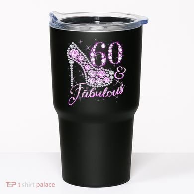 Fabulous & 60 Sparkly Shiny Heel 60th Birthday Tumbler