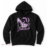 Fabulous & 70 Sparkly Shiny Heel 70th Birthday Hoodie thumb 0