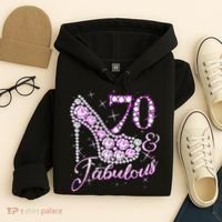Fabulous & 70 Sparkly Shiny Heel 70th Birthday Hoodie thumb 4