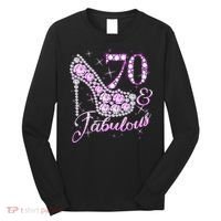 Fabulous & 70 Sparkly Shiny Heel 70th Birthday Long Sleeve Shirt thumb 0