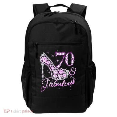 Fabulous & 70 Sparkly Shiny Heel 70th Birthday Backpack