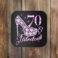 Fabulous & 70 Sparkly Shiny Heel 70th Birthday Coaster thumb 0