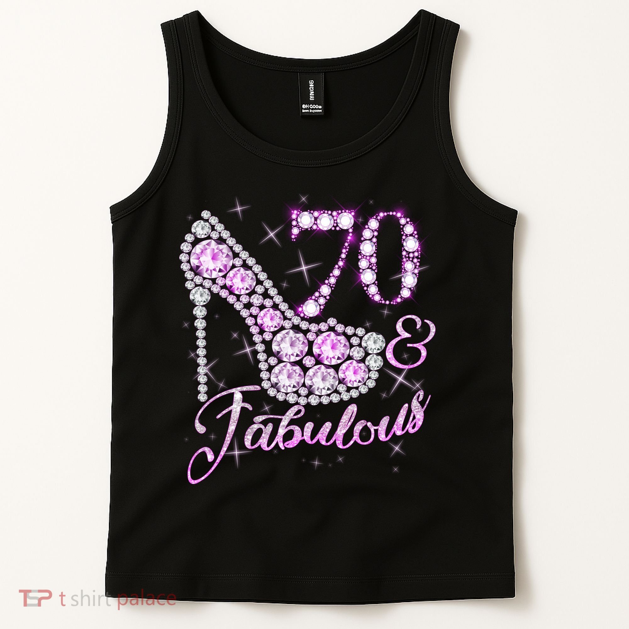 Fabulous & 70 Sparkly Shiny Heel 70th Birthday Tank Top