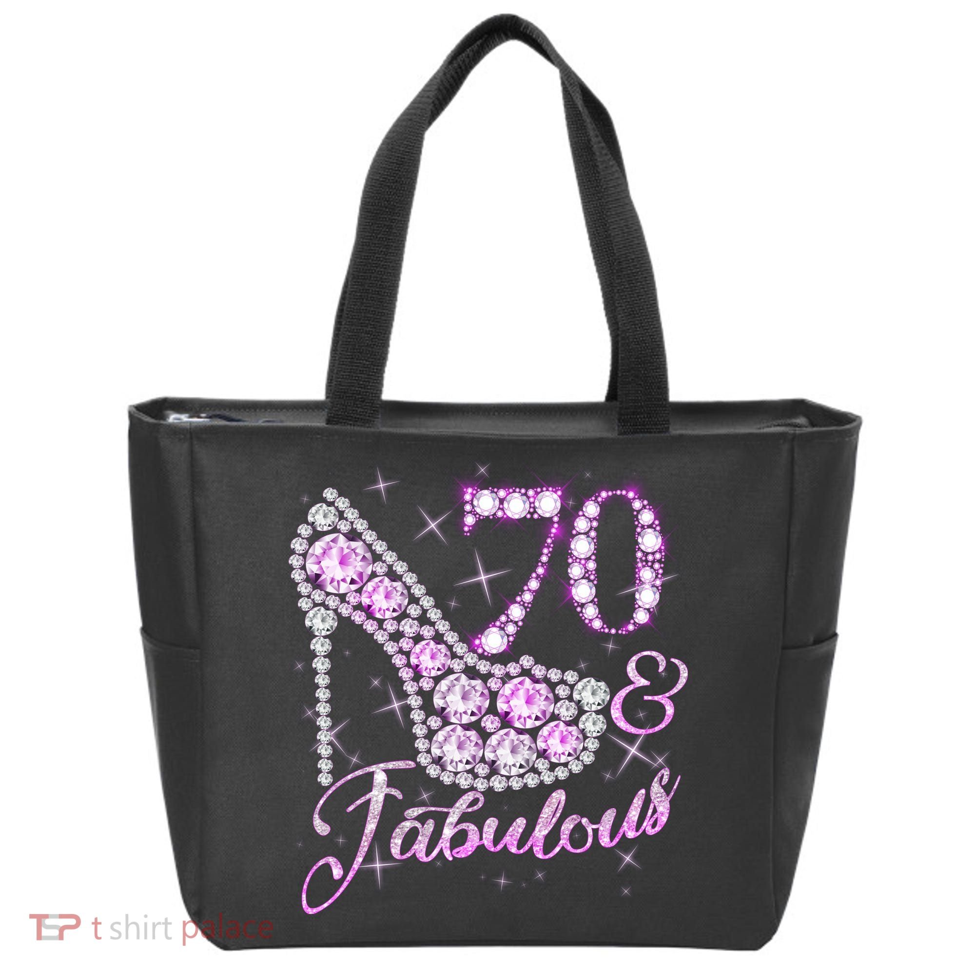 Fabulous & 70 Sparkly Shiny Heel 70th Birthday Tote Bag