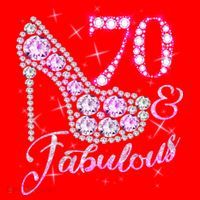 Fabulous & 70 Sparkly Shiny Heel 70th Birthday Santa Hat thumb 1