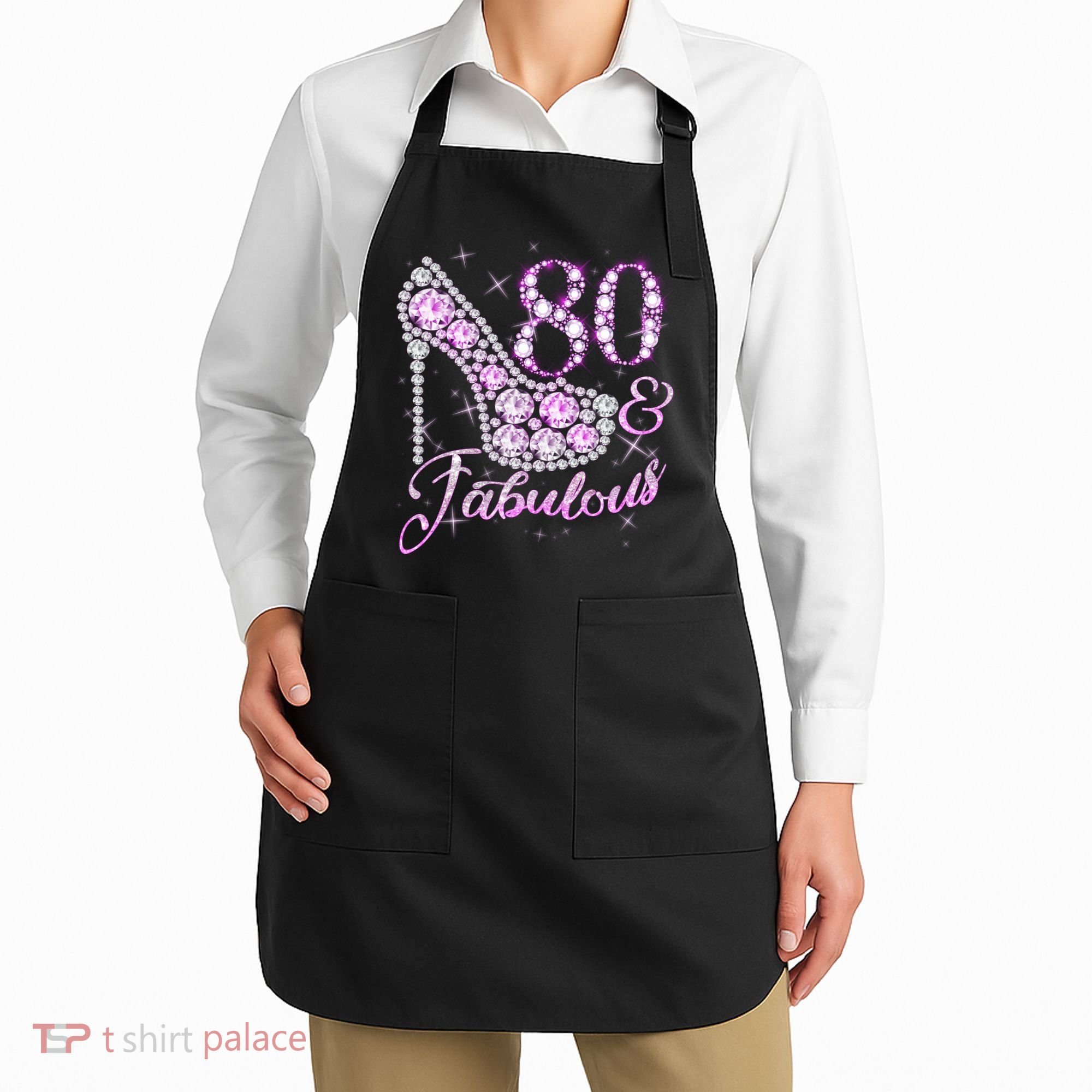 Fabulous & 80 Sparkly Shiny Heel 80th Birthday Apron