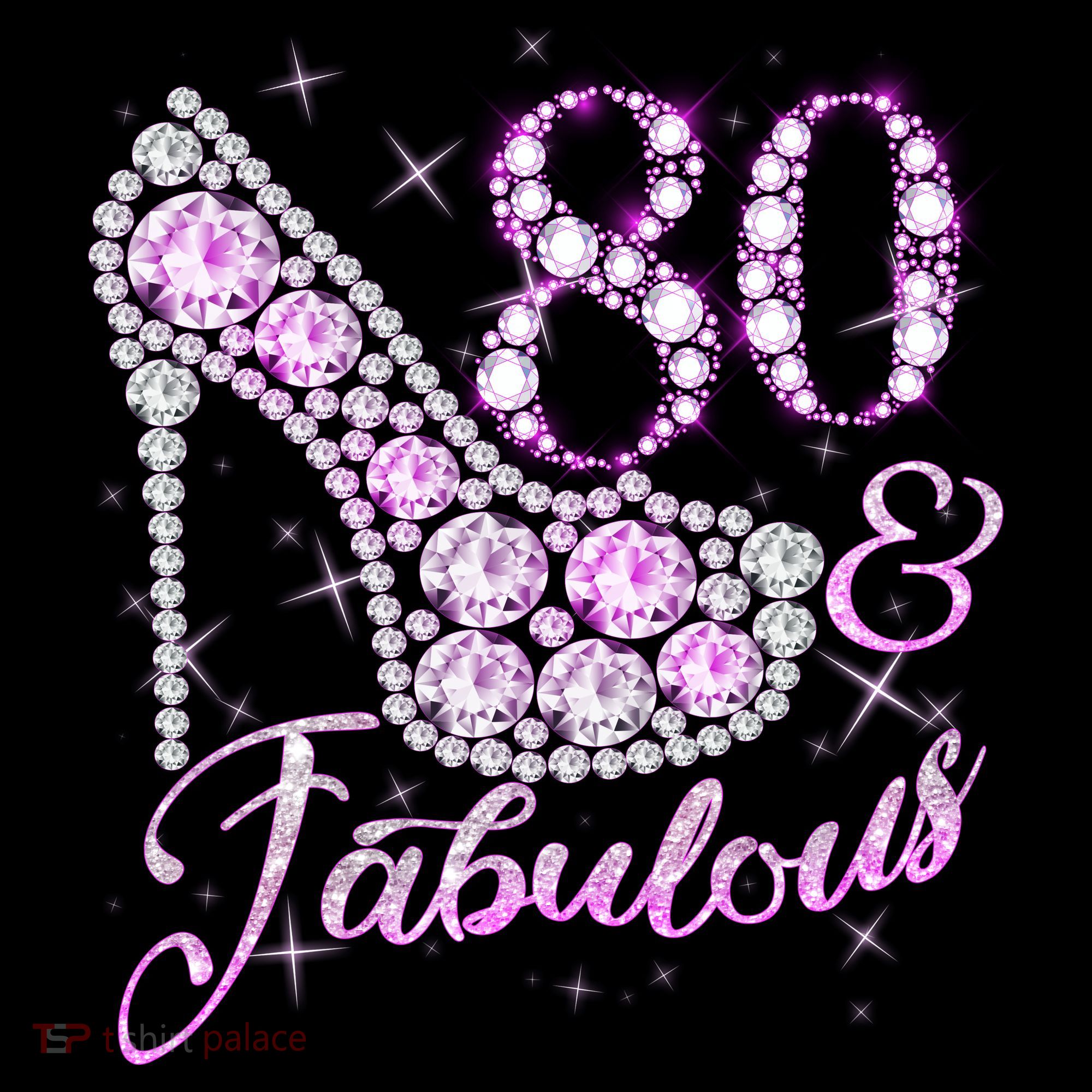 Fabulous & 80 Sparkly Shiny Heel 80th Birthday T-Shirt