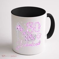 Fabulous & 80 Sparkly Shiny Heel 80th Birthday Coffee Mug thumb 1