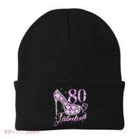 Fabulous & 80 Sparkly Shiny Heel 80th Birthday Beanie thumb 0