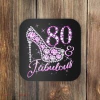 Fabulous & 80 Sparkly Shiny Heel 80th Birthday Coaster thumb 0