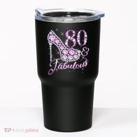 Fabulous & 80 Sparkly Shiny Heel 80th Birthday Tumbler thumb 0