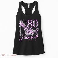 Fabulous & 80 Sparkly Shiny Heel 80th Birthday Women's Tank Top thumb 0