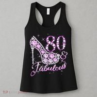 Fabulous & 80 Sparkly Shiny Heel 80th Birthday Women's Tank Top thumb 3