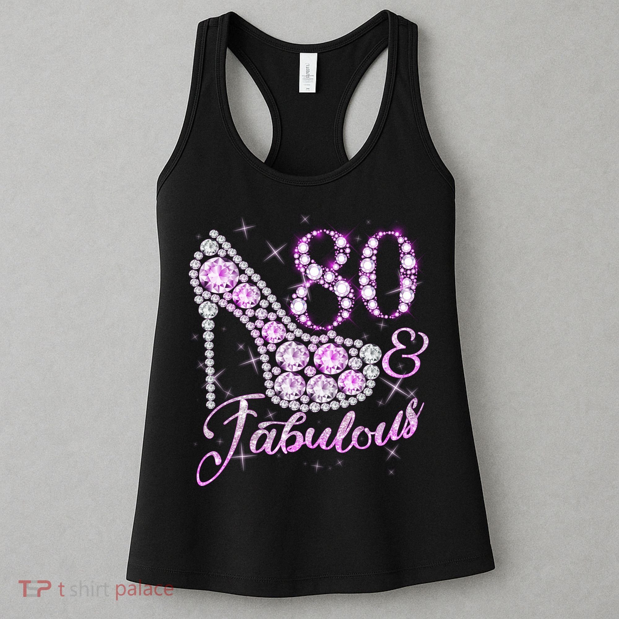 Fabulous & 80 Sparkly Shiny Heel 80th Birthday Women's Tank Top