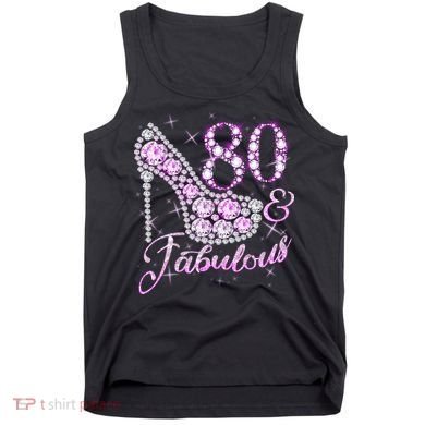 Fabulous & 80 Sparkly Shiny Heel 80th Birthday Tank Top
