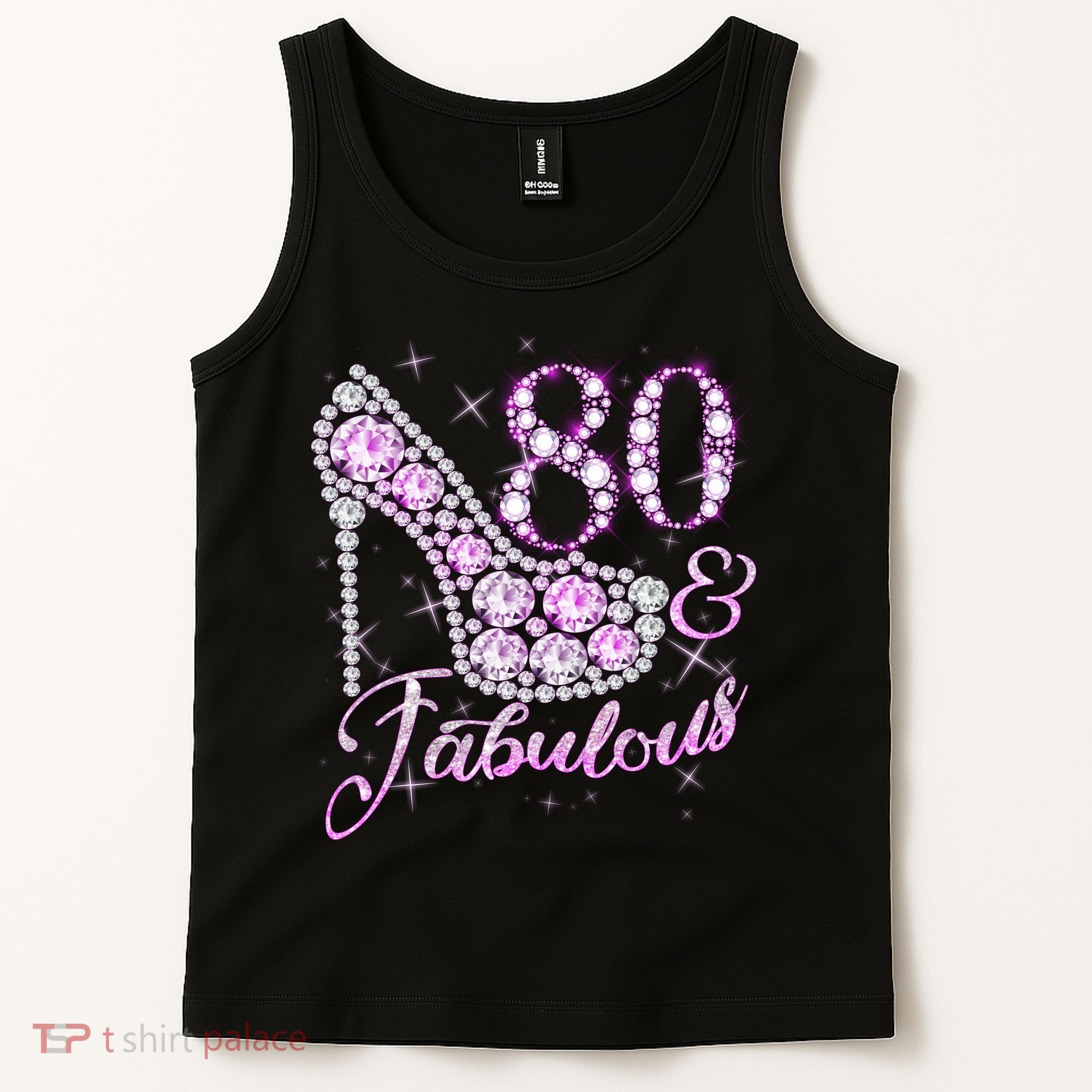 Fabulous & 80 Sparkly Shiny Heel 80th Birthday Tank Top
